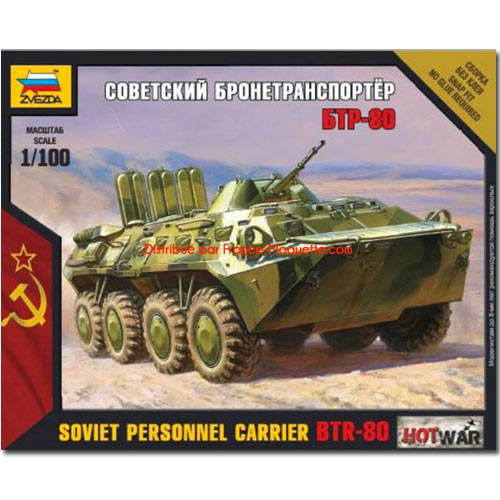 ZVEZDA 7401 BTR-80 Soviet Personnel Carrier Snap Fit Model Kit 1:100 Hotwar