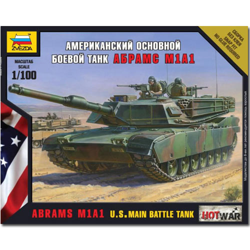 ZVEZDA 7405 Abrams M1A1 US Main Battle Tank Snap Fit Model Kit 1:100 Hotwar