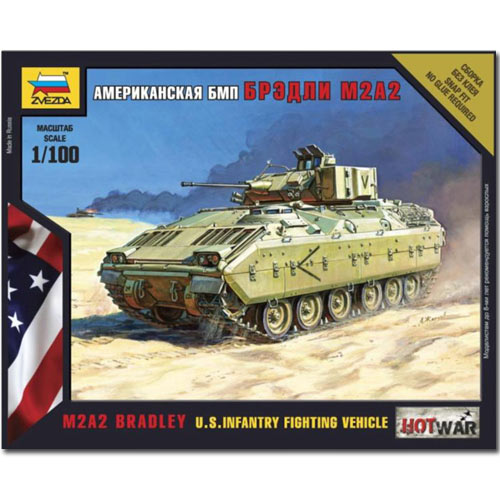 ZVEZDA 7406 M2A2 Bradley Tank Snap Fit Model Kit 1:100 Hotwar