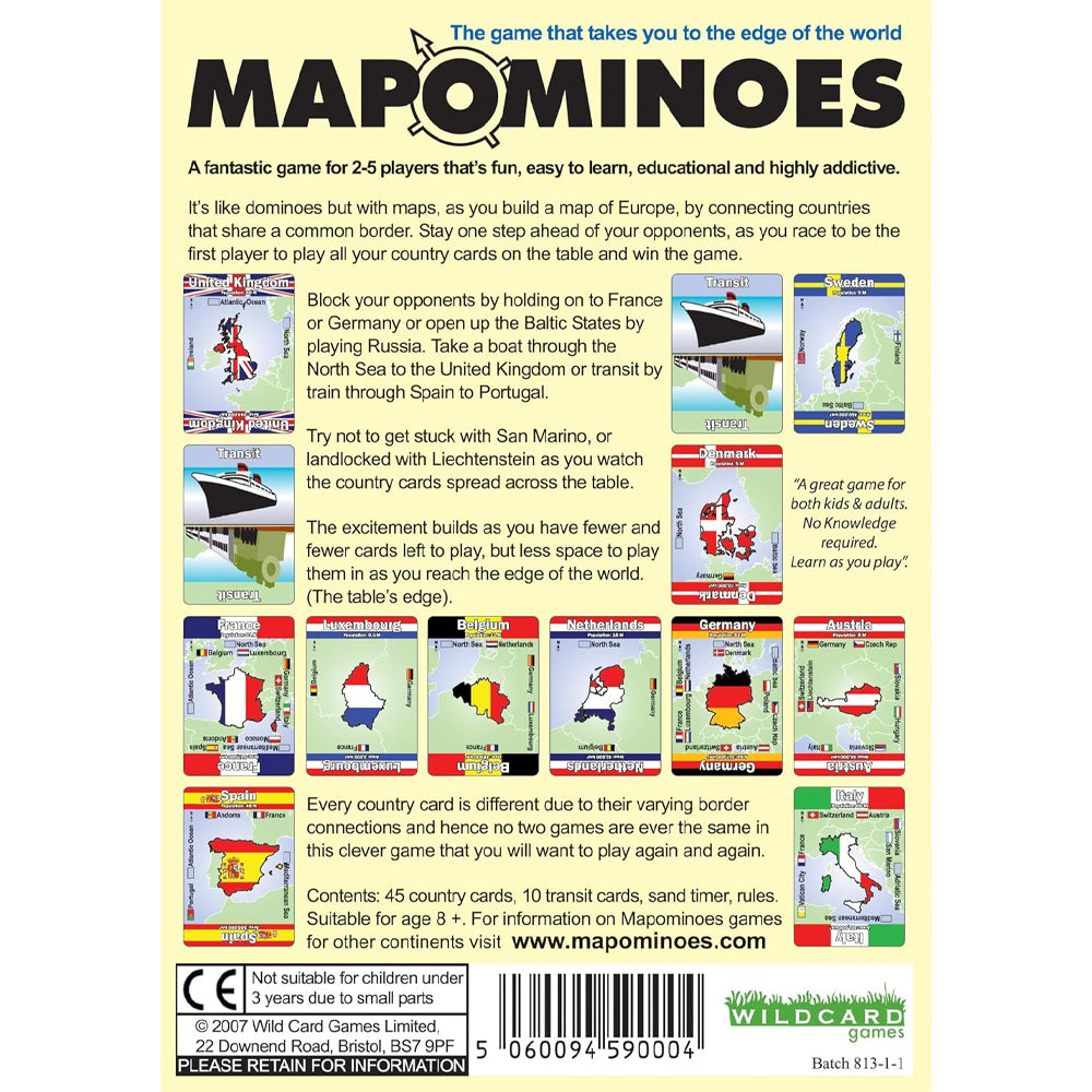 Mapominoes - Europe - The Ultimate Geography Card Game from Wild Card Games