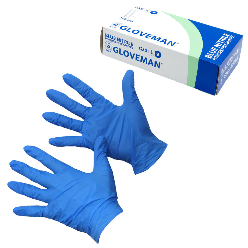 Gloveman Blue Powder-Free Nitrile Gloves - Large - 100pcs