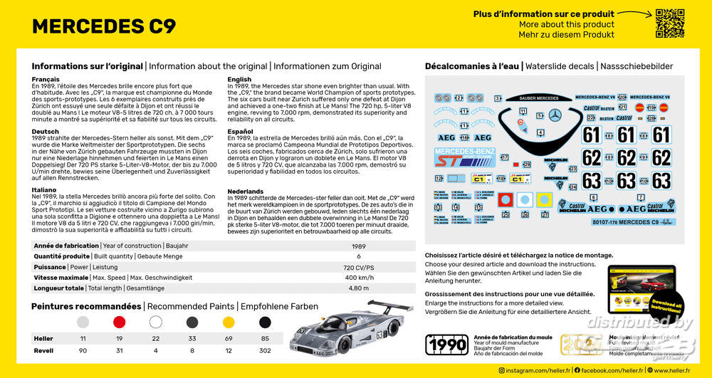 Heller 80107 Mercedes C9 1:43 Model Kit