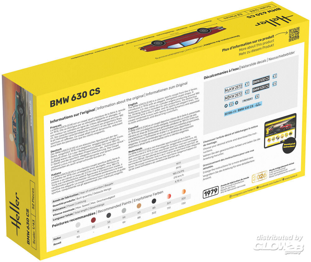 Heller 80166 BMW 630 CS 1:43 Model Kit