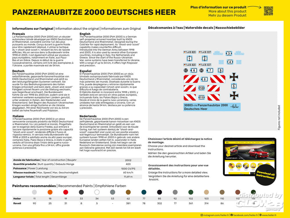 Heller 30803 Panzerhaubitze 2000 (PzH 2000) - Deutsches Heer 1:72 Model Kit