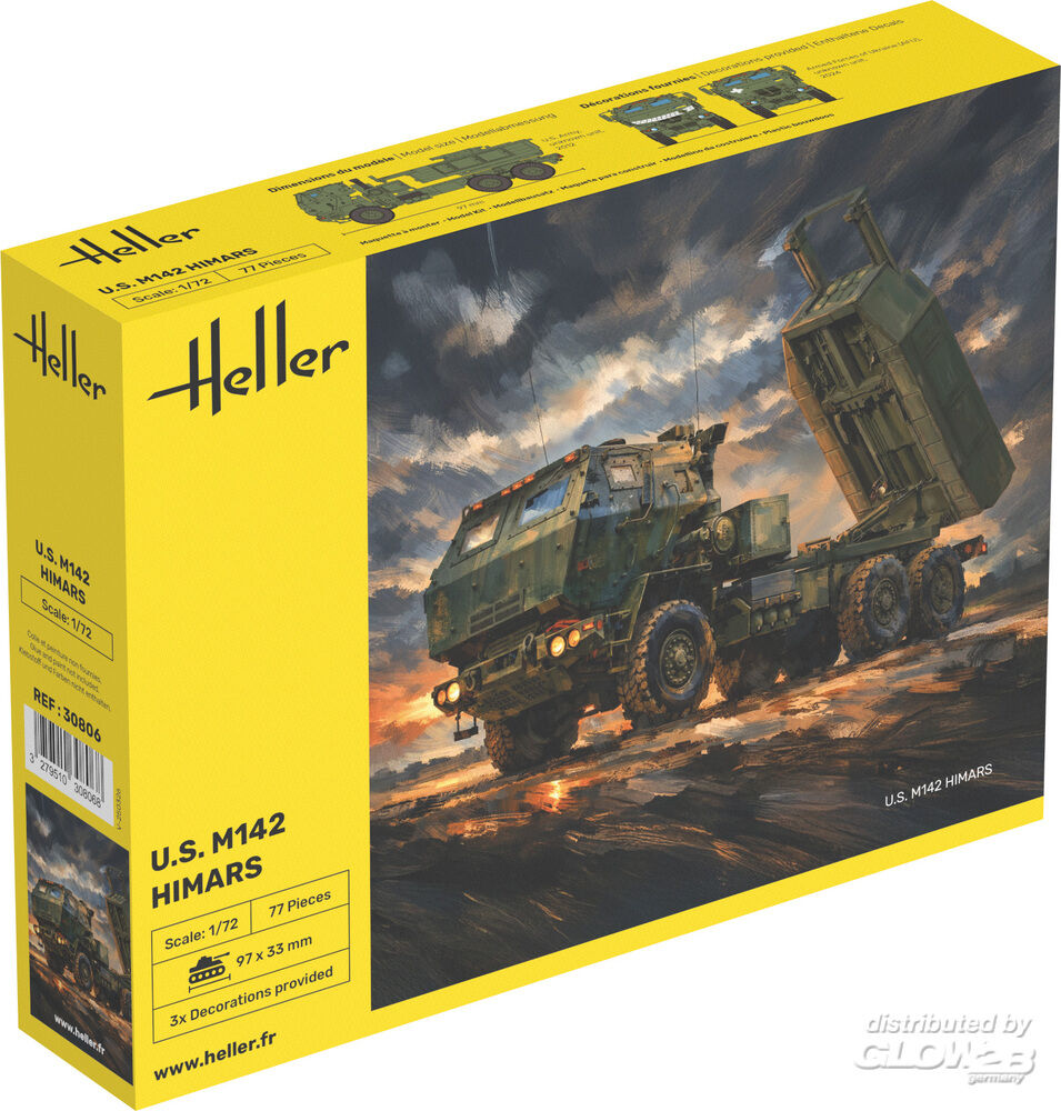 Heller 30806 U.S. M142 HIMARS High Mobility Artillery Rocket Sys 1:72 Model Kit