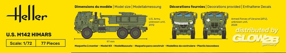 Heller 30806 U.S. M142 HIMARS High Mobility Artillery Rocket Sys 1:72 Model Kit