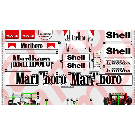 McLaren MP4/4 Ayrton Senna (12) Period-Correct Livery Sticker Set for LEGO 10330