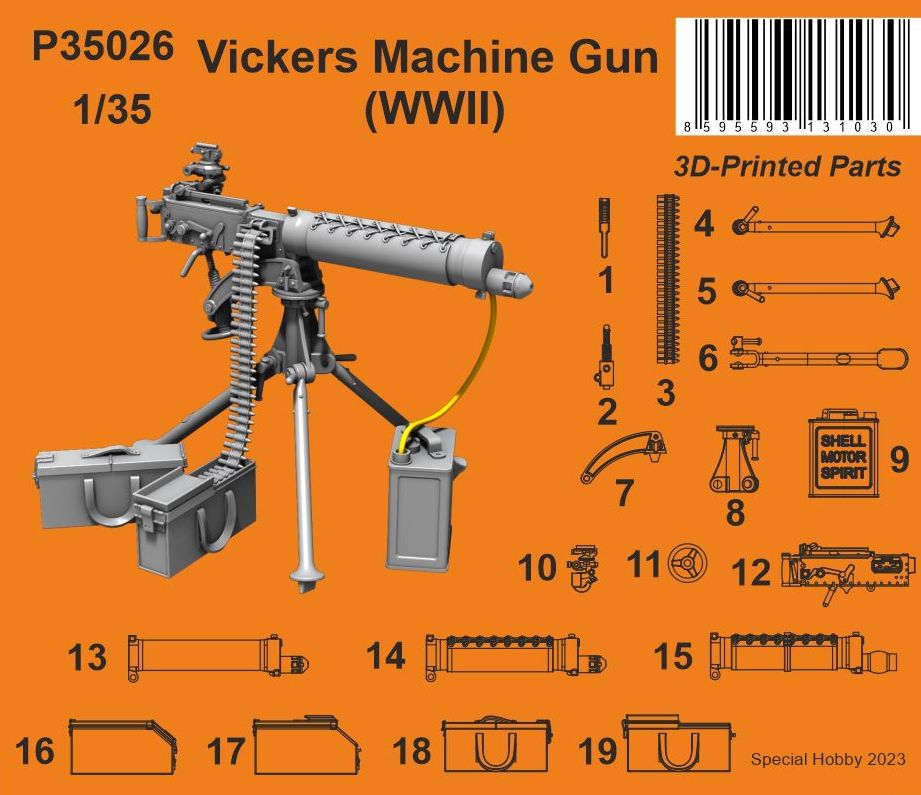 CMK/Czech Master Kits 129-P35026 1:35 Vickers Machine Gun