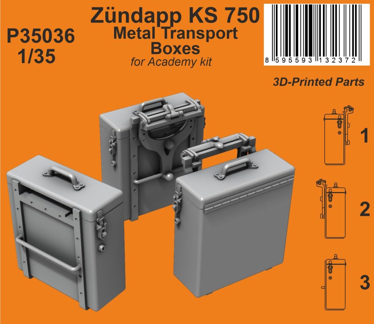 CMK/Czech Master Kits 129-P35036 1:35 Zundapp KS 750 Metal Transport Boxes
