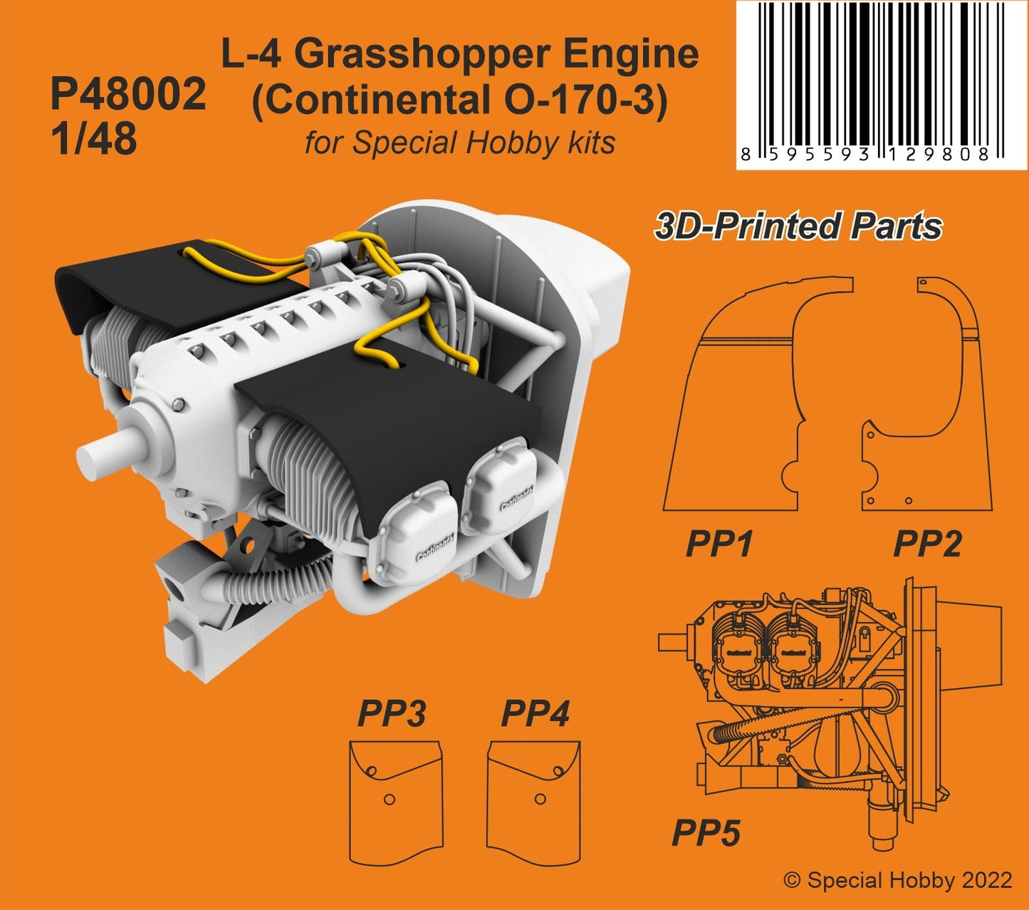 CMK/Czech Master Kits 129-P48002 1:48 Piper L-4 Grasshopper Engine