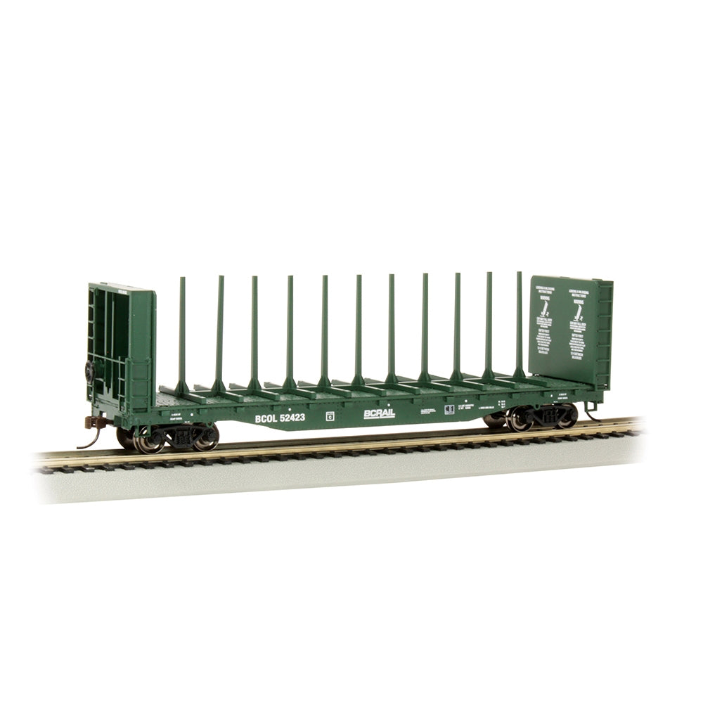 Bachmann USA 12901 52' Centre-Beam Flatcar w/Bulkheads BC Rail #52423 HO Gauge