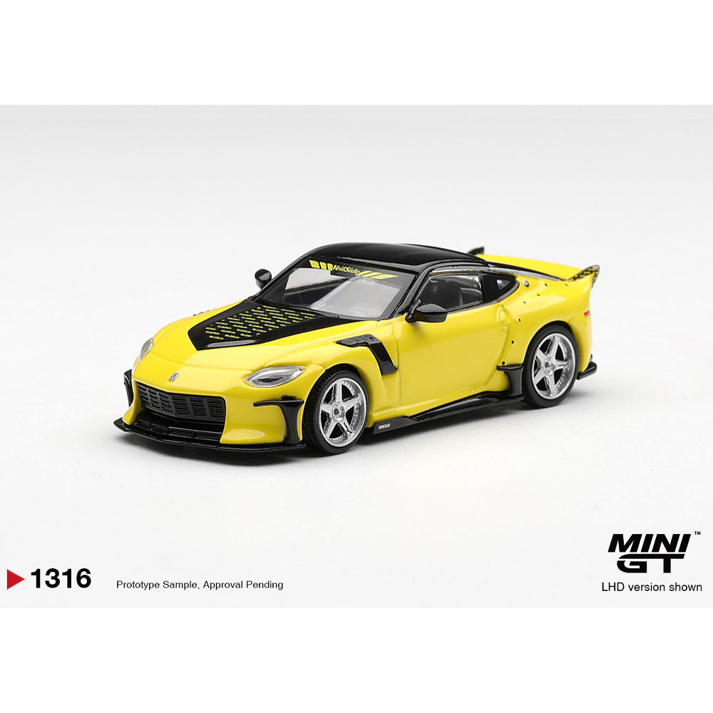MiniGT Nissan Z Veilside FFZ400 Ikazuchi Yellow 1:64 Diecast Car 1316-R