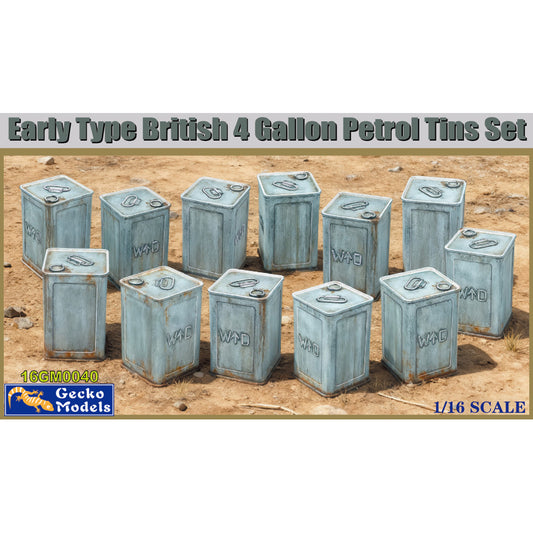 Gecko 16GM0040 Early Type British 4 Gallon Petrol Car Tins Set 1:16 Model Kit