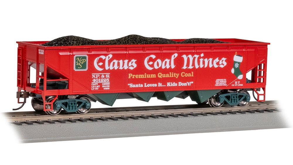Bachmann USA 17609 40' Quad Hoppr Christmas - NP&S Claus Coal Mines` HO Gauge