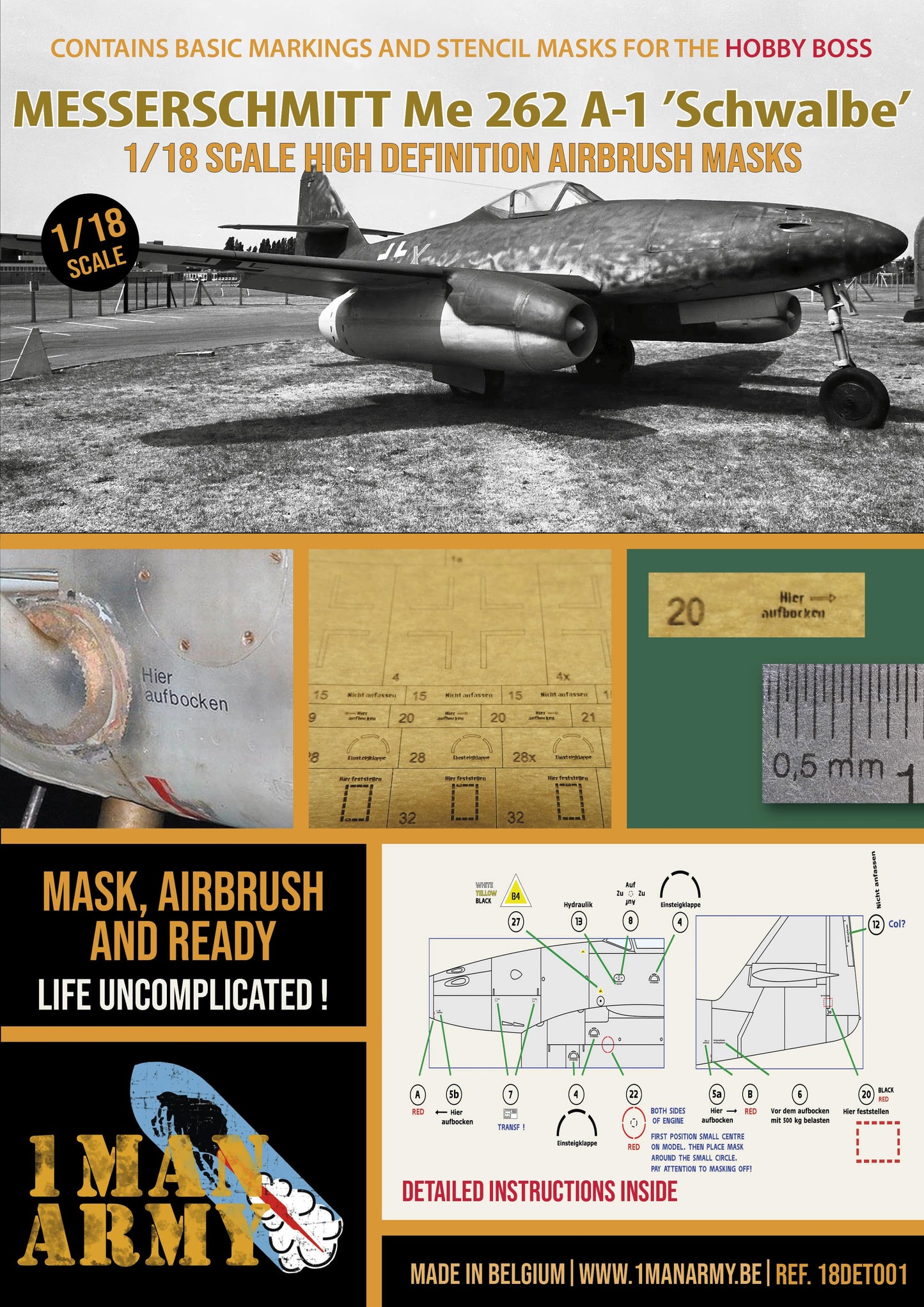 1ManArmy 18DET001 1:32 Messerschmitt Me-262A-1a