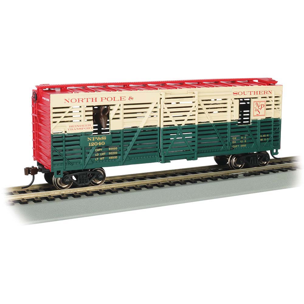 Bachmann USA 19709 40' Stock Car Christmas NP&S #12040 w/Reindeer Animated HO