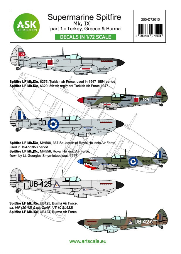 Art Scale 200-D72010 1:72 Supermarine Spitfire Mk.IXe Part 1