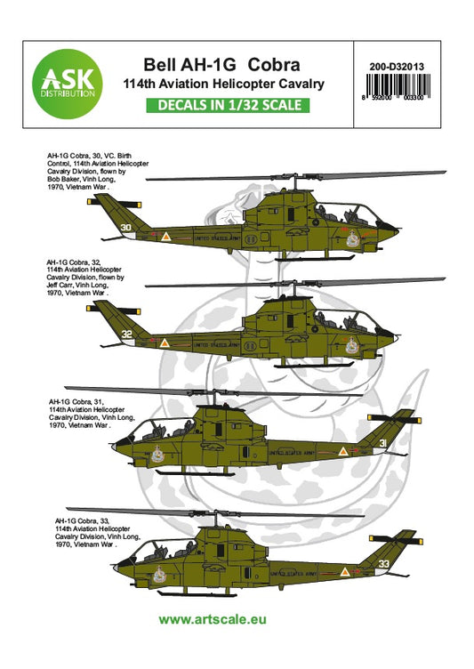 Art Scale 200-D32013 1:32 Bell AH-1G Cobra 11th Aviation Helicopter Cavalry
