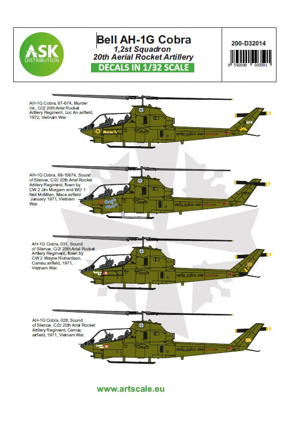 Art Scale 200-D32014 1:32 Bell AH-1G Cobra 20th Aerial rocket artilery part 1