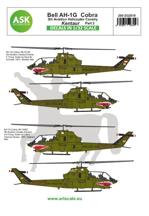 Art Scale 200-D32019 1:32 Bell AH-1G Cobra 3rd Aviation Helicopter Cavalry