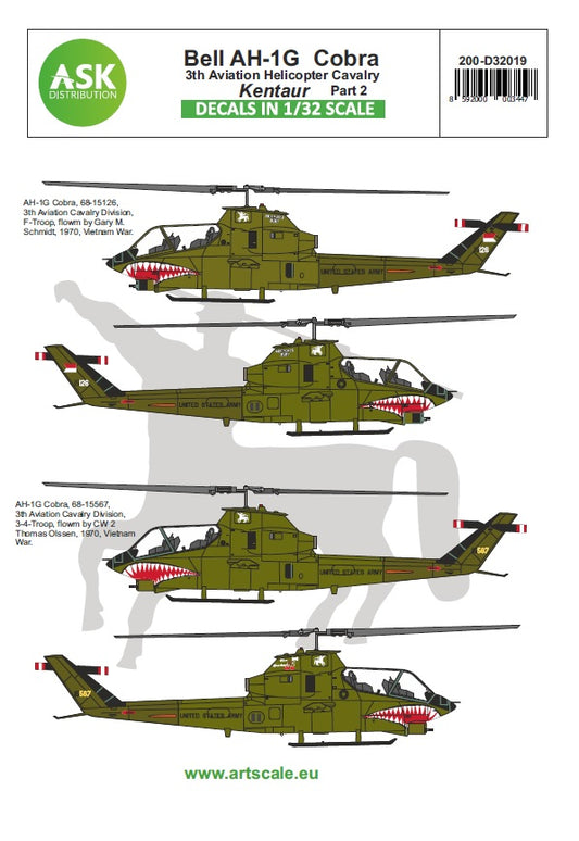 Art Scale 200-D32019 1:32 Bell AH-1G Cobra 3rd Aviation Helicopter Cavalry