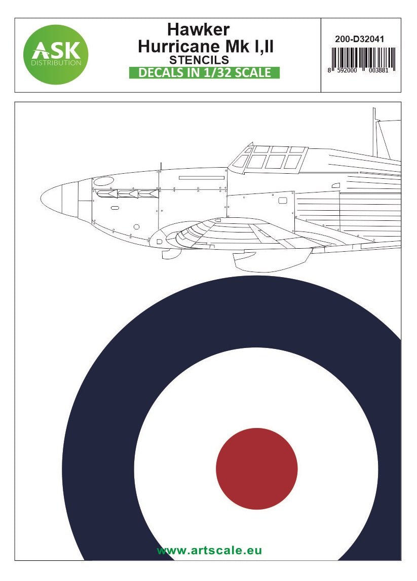 Art Scale 200-D32041 1:32 Hawker Hurricane Mk.I, Mk.II