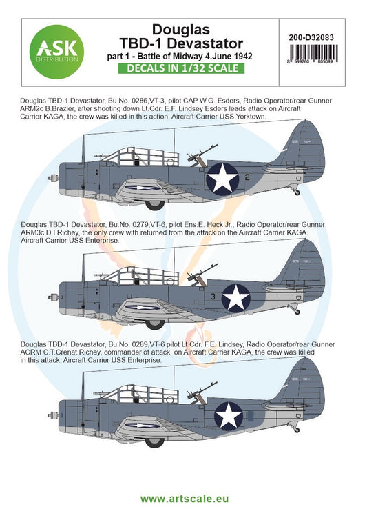 Art Scale 200-D32083 1:32 Douglas TBD-1 Devastator part 1