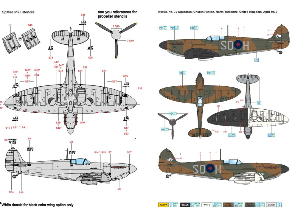 Art Scale 200-D32090 1:32 Supermarine Spitfire Mk.I Decal Markings Sheet