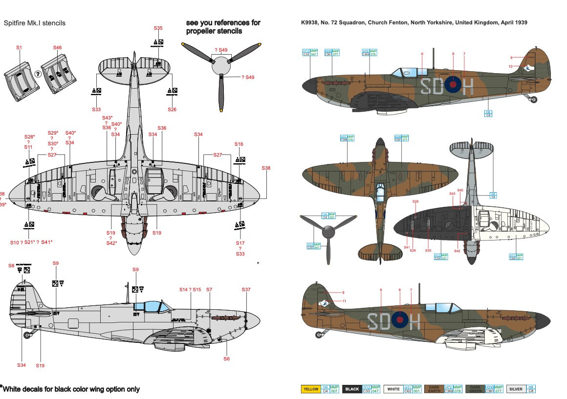 Art Scale 200-D32090 1:32 Supermarine Spitfire Mk.I Decal Markings Sheet