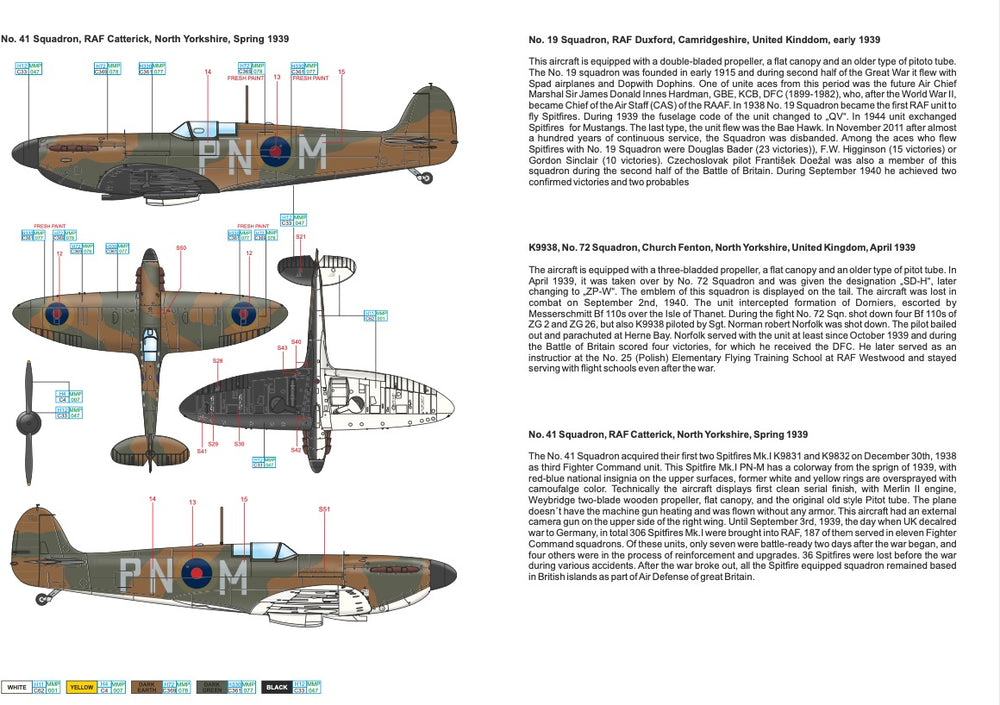 Art Scale 200-D32090 1:32 Supermarine Spitfire Mk.I Decal Markings Sheet