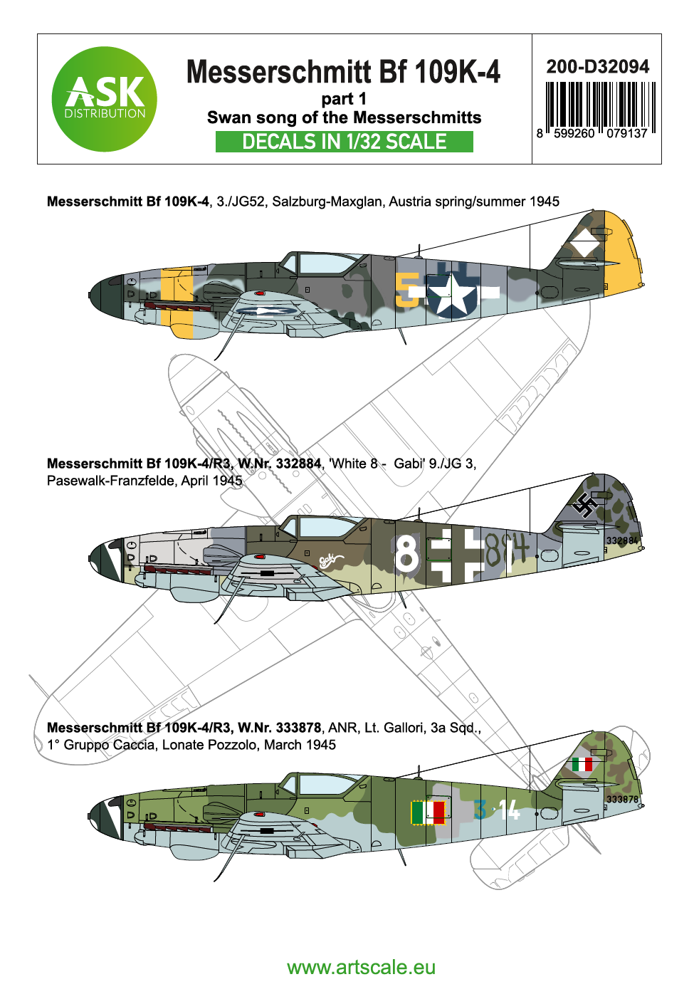 Art Scale 200-D32094 1:32 Messerschmitt Bf-109K-4 part 1