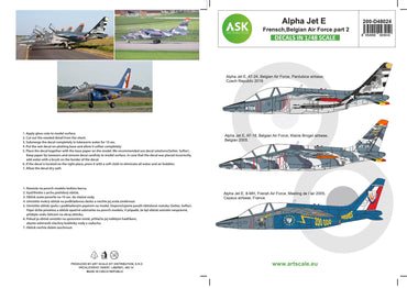 Art Scale 200-D48024 1:48 Alpha Jet E -Belgian Air Force, Armee de l'Air