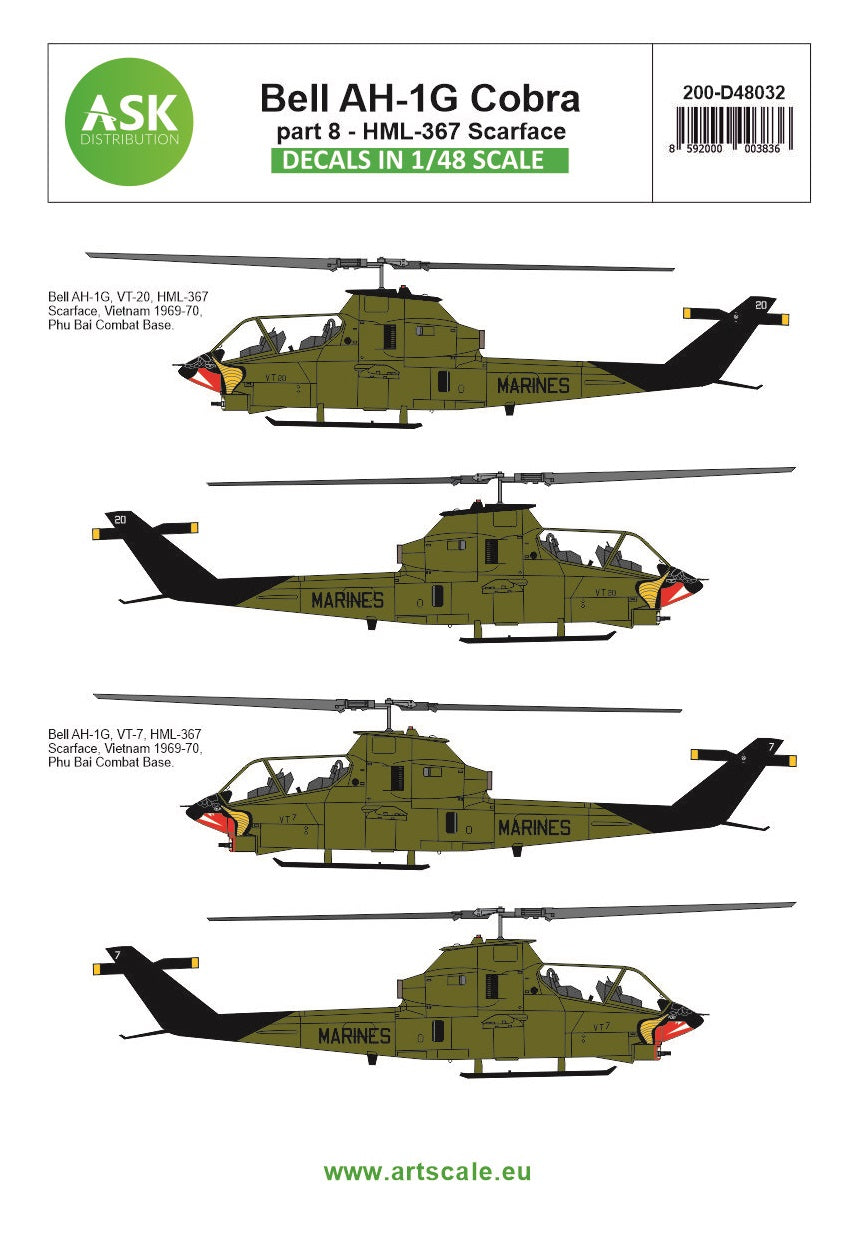 Art Scale 200-D48032 1:48 Bell AH-1G Cobra HML-367 Scarface