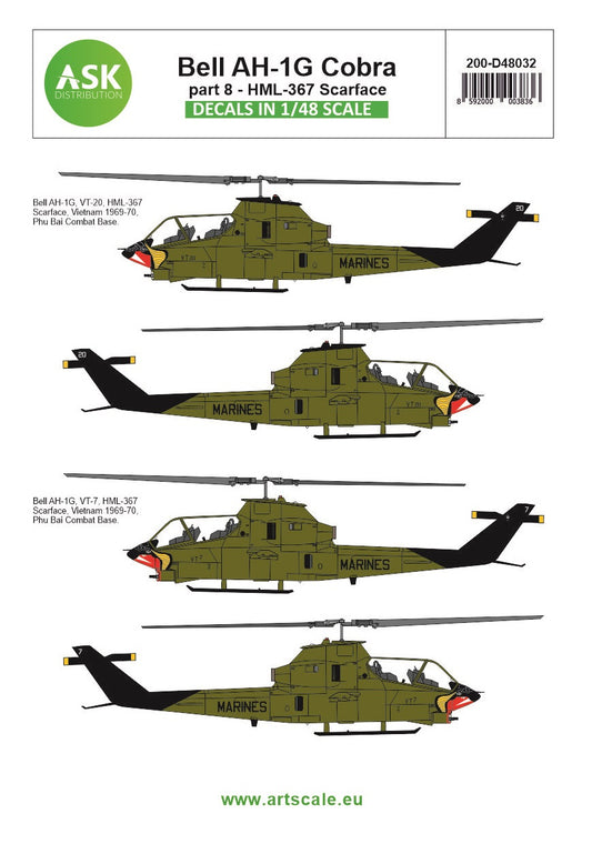 Art Scale 200-D48032 1:48 Bell AH-1G Cobra HML-367 Scarface
