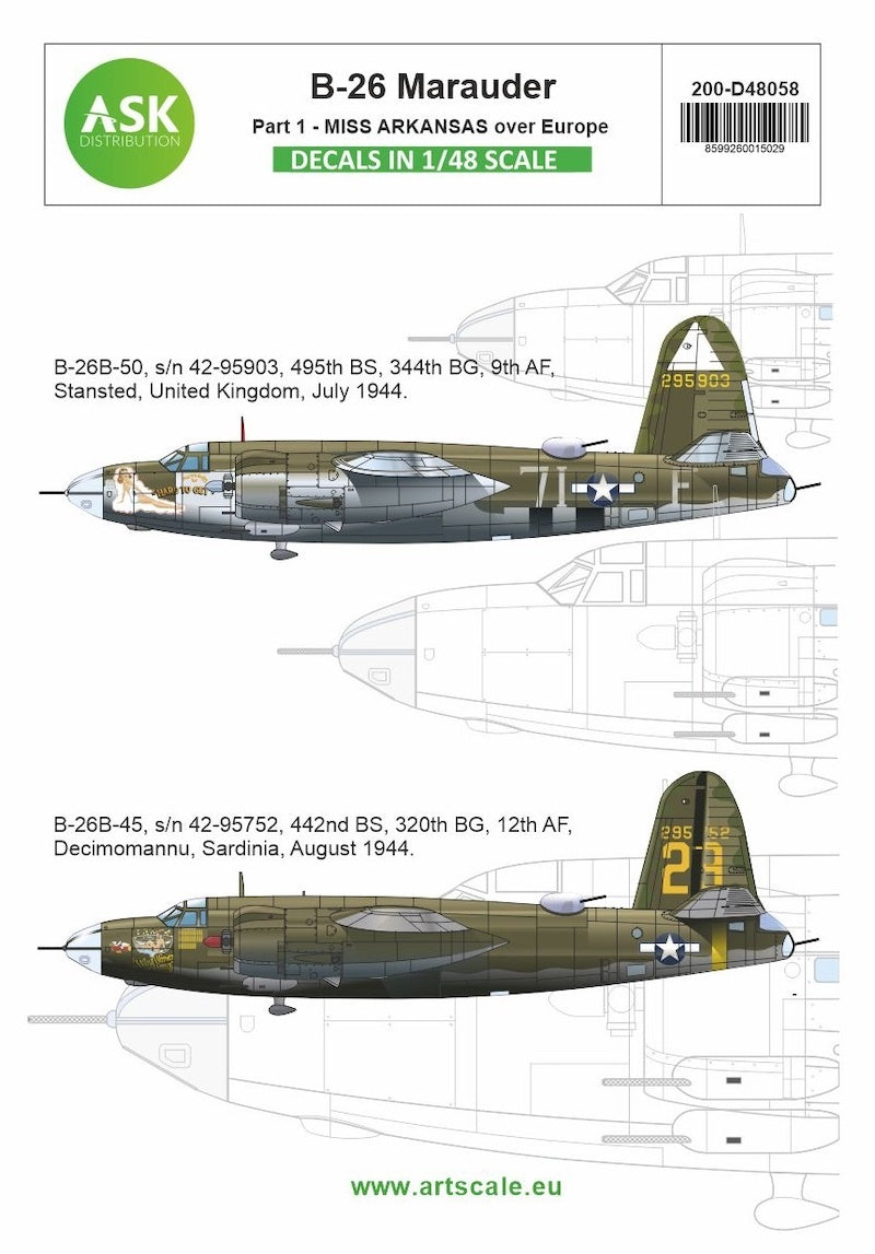 Art Scale 200-D48058 1:48 Martin B-26B Marauder part 1 B-26B Marauder part 1