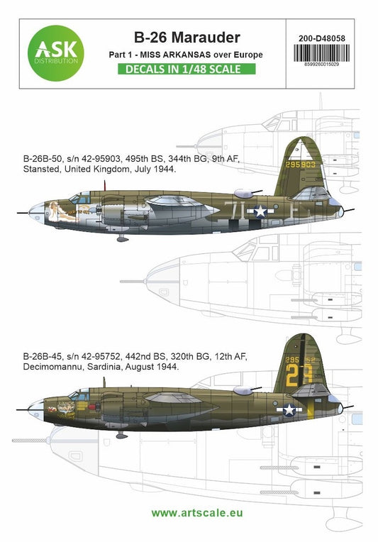Art Scale 200-D48058 1:48 Martin B-26B Marauder part 1 B-26B Marauder part 1