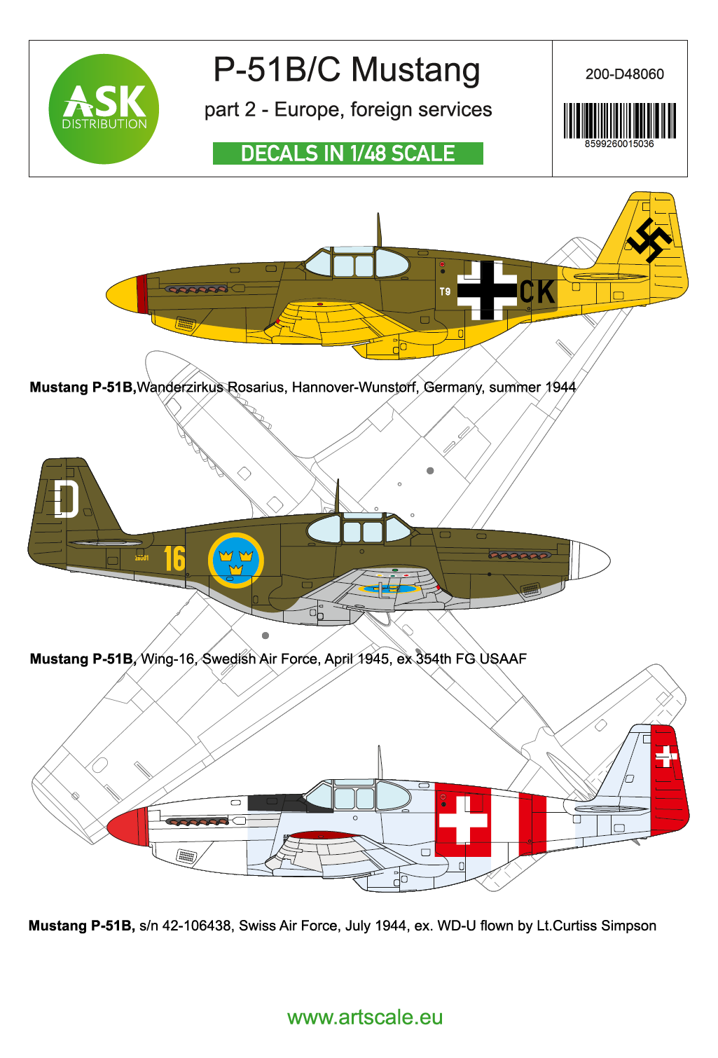 Art Scale 200-D48060 1:48 North-American P-51B Mustang part 2