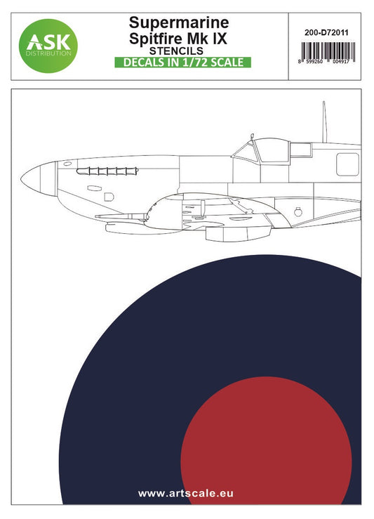 Art Scale 200-D72011 1:72 Supermarine Spitfire Mk.IX Stencils