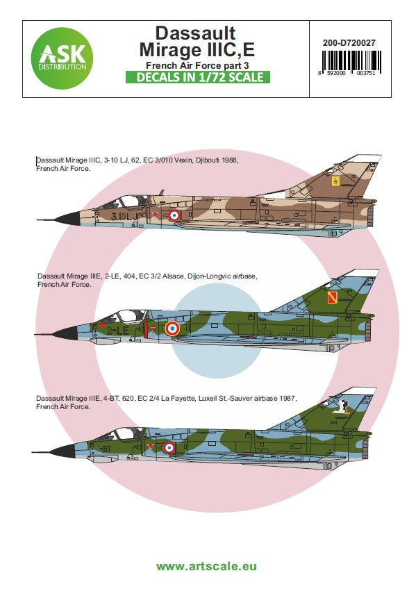 Art Scale 200-D72027 1:72 Dassault Mirage IIIC/E French Air Force Part 3