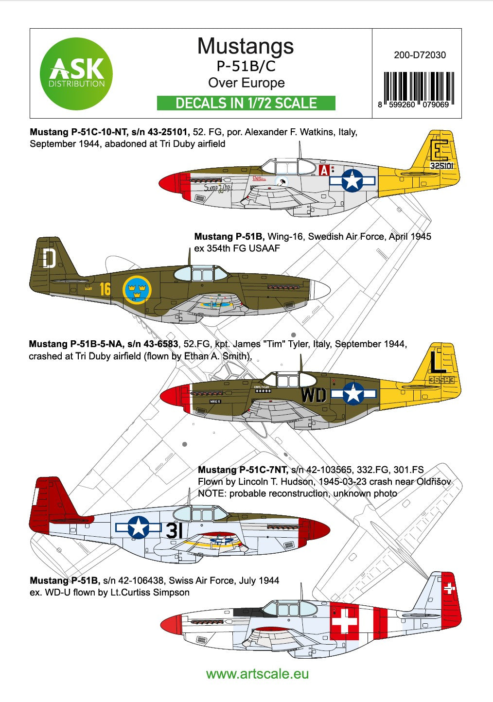 Art Scale 200-D72030 1:72 North-American P-51B/C Mustang part 1