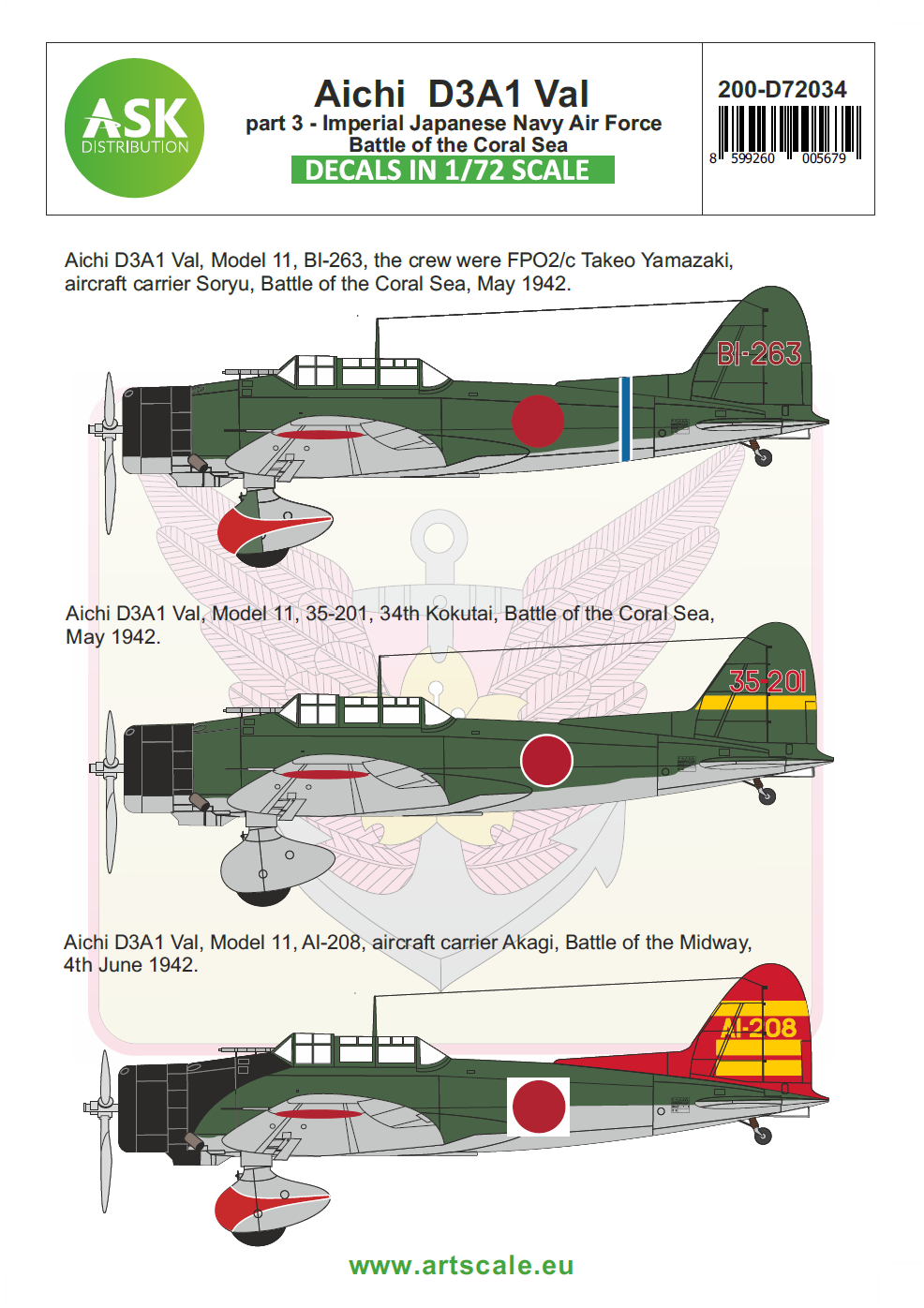Art Scale 200-D72034 1:72 Aichi D3A1 Val part 3