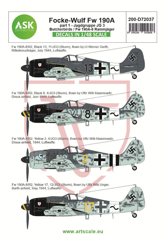 Art Scale 200-D72037 1:72 Focke-Wulf Fw-190A-8/R2 part 1