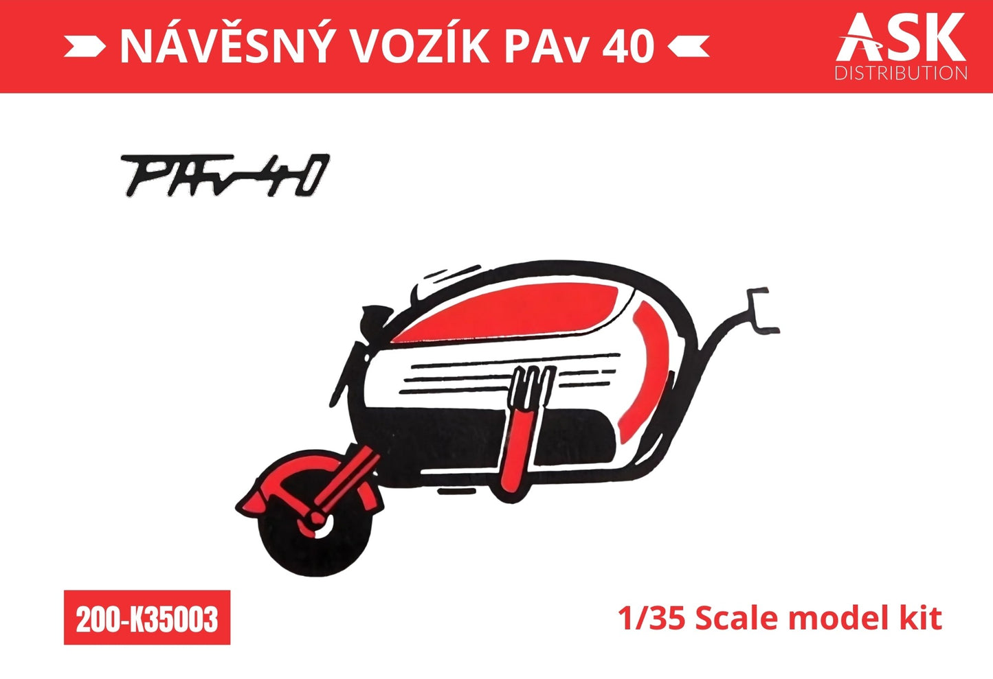 Art Scale 200-K35003 The PAv 40 trailer in 1:35 scale Velorex model kit