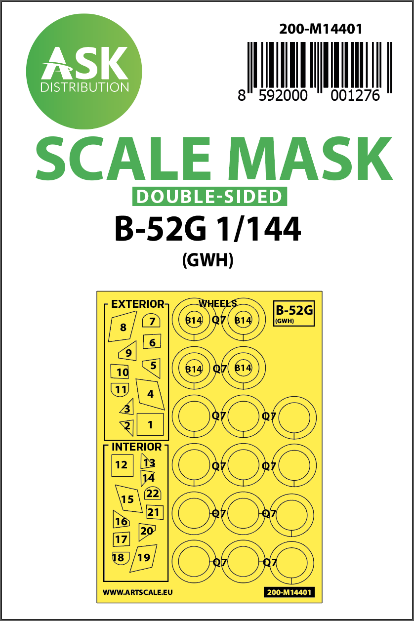 Art Scale 200-M14401 1:144 B-52H Stratofortress Wheel & Canopy Paint Masks