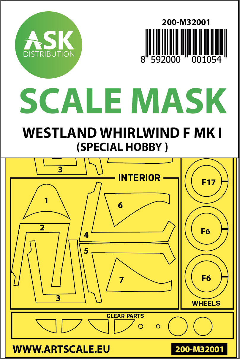 Art Scale 200-M32001 1:32 Westland Whirlwind Mk.I Kabuki Wheel & Canopy Masks