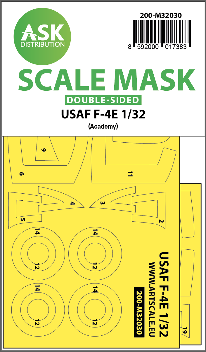 Art Scale 200-M32030 1:32 USAF F-4E Phantom Vietnam Wheel & Canopy Masks