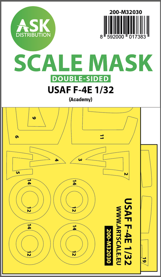 Art Scale 200-M32030 1:32 USAF F-4E Phantom Vietnam Wheel & Canopy Masks