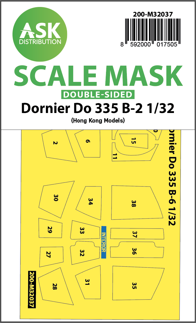 Art Scale 200-M32037 1:32 Dornier Do-335B-2 canopy frame paint masks