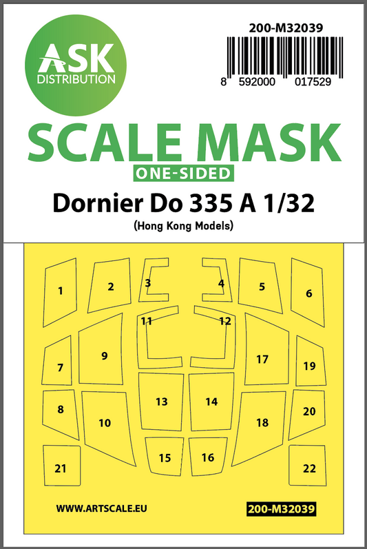 Art Scale 200-M32039 1:32 Dornier Do-335A canopy frame paint masks