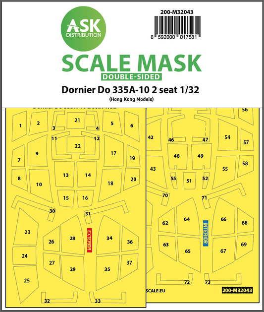 Art Scale 200-M32043 1:32 Dornier Do-335A-10 two seater canopy frame paint mask